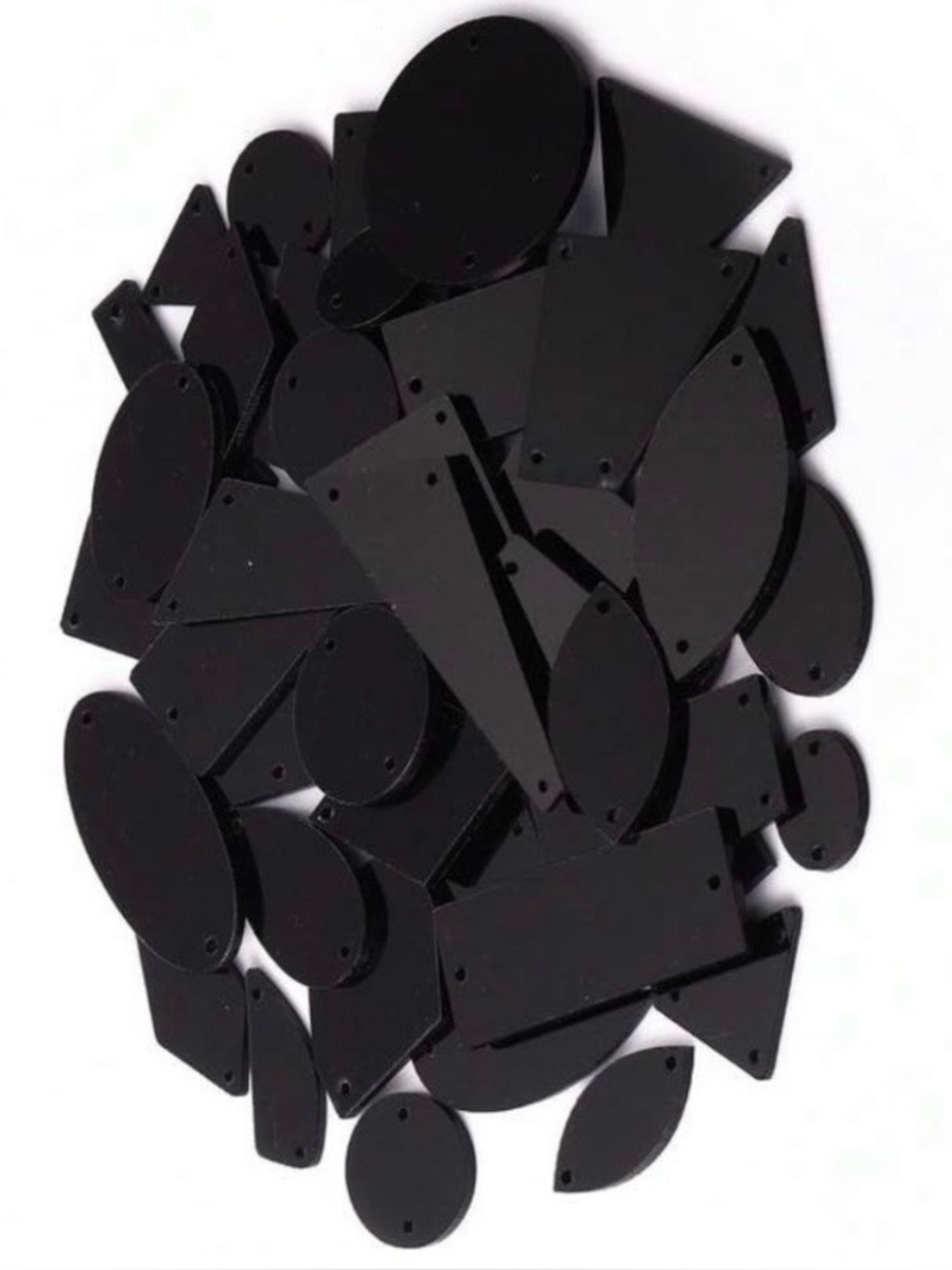 Geometric Black Silver Mirror Trim DIY & Clothes 50 Pieces Self Stick Sew-On New